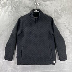 Marine Layer Sweater men's Small 1/4 Zip Quilted Pullover Black Outdoor Pockets